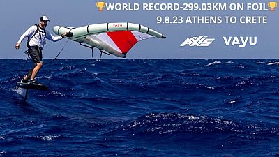 🏆WORLD RECORD-299,03km on foil!🏆